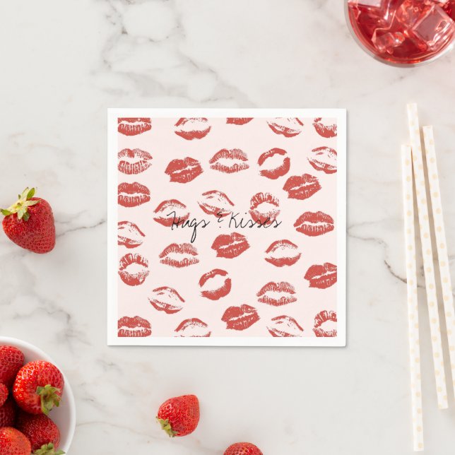 Pink Red Lips Kiss Napkins (Insitu)