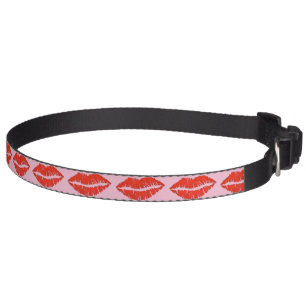 Pink Red Lips Lipstick Kiss Print Love Pet Collar
