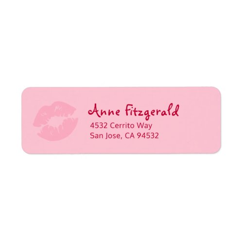 Pink red lipstick kiss return address label