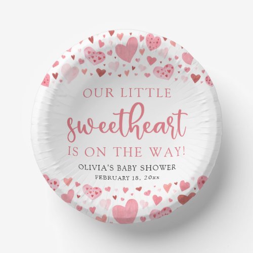Pink Red Little Sweetheart Valentine Baby Shower Paper Bowls