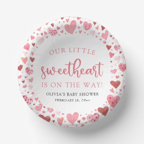 Pink Red Little Sweetheart Valentine Baby Shower Paper Bowls