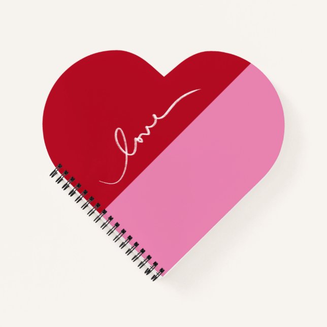 Pink & Red "Love Heart-shaped Spiral Notebook (Front)