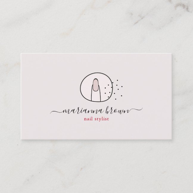 Pink Red Manicure Spa Salon Logo Polish Nail Business Card