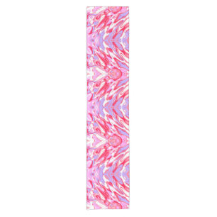 Pink Red Marble Texture Liquid Paint Mixture Short Table Runner