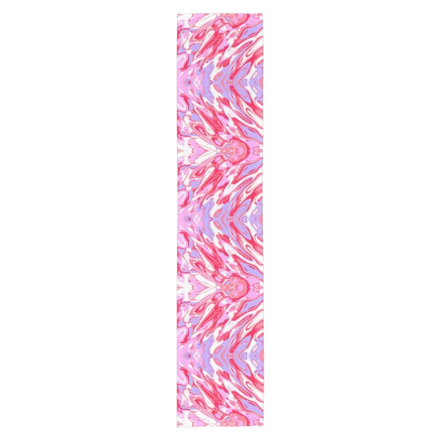 Pink Red Marble Texture Liquid Paint Mixture Short Table Runner (Front)