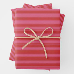 Pink red merry bright stripe Christmas Wrapping Paper Sheets