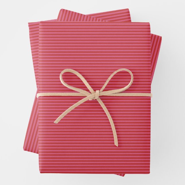 Pink red merry bright stripe Christmas Wrapping Paper Sheets (In situ)