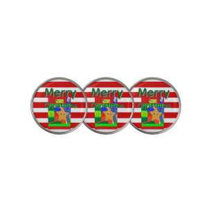 Pink Red Merry Christmas Golf Ball Marker
