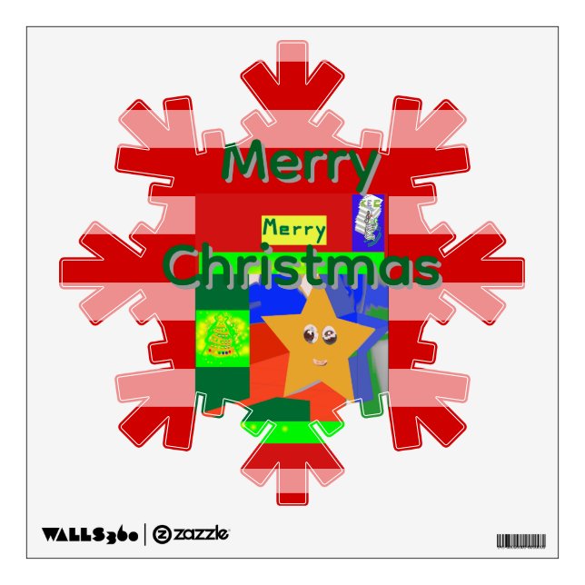 Pink Red Merry Christmas Wall Decal (Front)