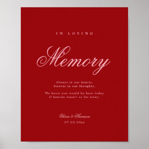Pink Red Minimal Romantic Wedding Memorial Sign