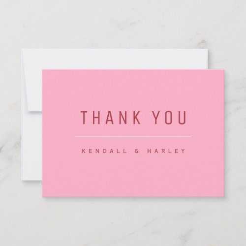 Pink Red Modern Chic Typography Simple  Thank You Card