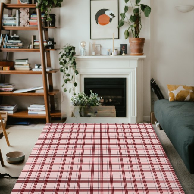 Pink & Red Modern Framhouse Plaid Nursery Area  Rug (Pink & Red Modern Framhouse Plaid Nursery Area Rug)