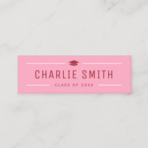 Pink Red Modern Typography Graduate Name Card