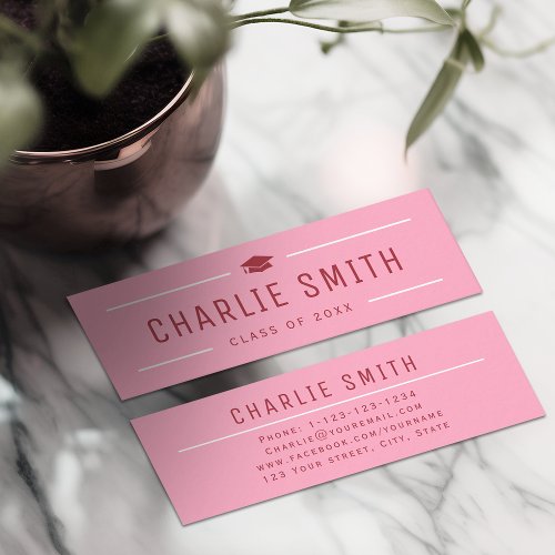 Pink Red Modern Typography Graduate Name Card