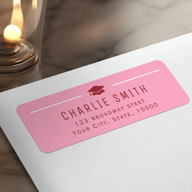 Pink Return Sign Pink Red Modern Typography Graduate Return Address Label | Zazzle