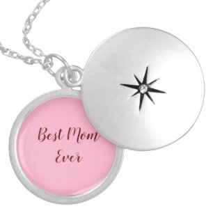 Pink red mother's day best Mom ever gift add text Locket Necklace