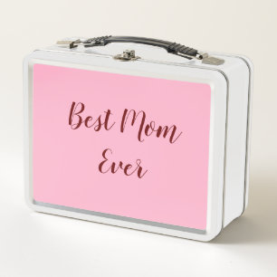 Pink red mother's day best Mom ever gift add text Metal Lunch Box
