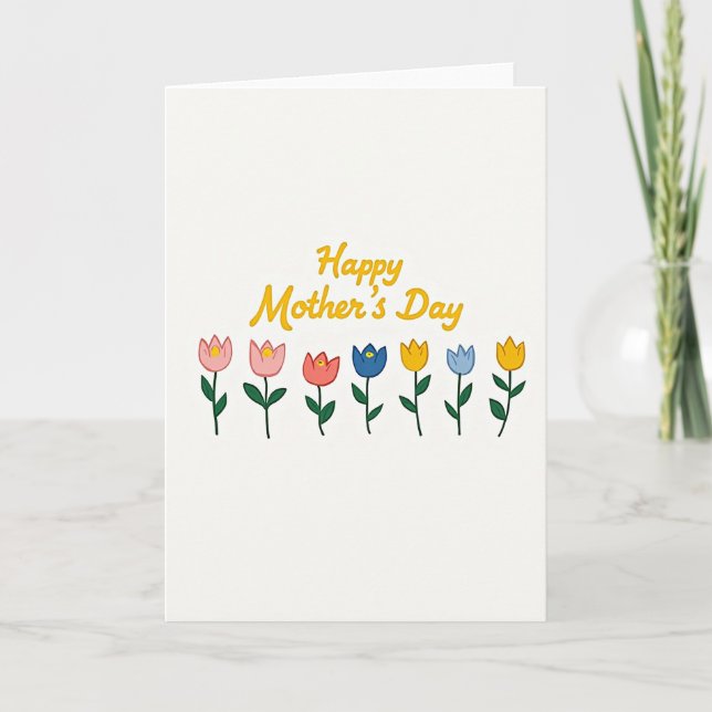 Pink Red Mothers Day Floral Card (Front)