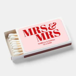 Pink & Red Mrs & Mrs Personalized Wedding Matches