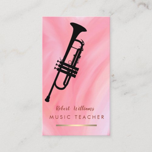 Pink Red Music Trumpet Instrument  Band Musician Business Card