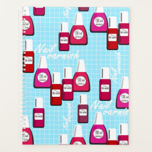 Pink red nail lacquer nail polish cartoon fun fash planner