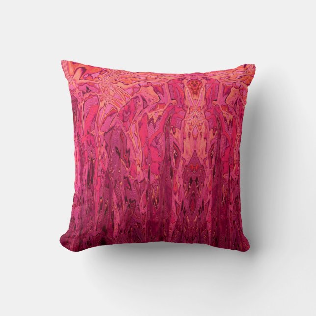 Pink Red Orange Abstract Art Throw Pillow (Front)