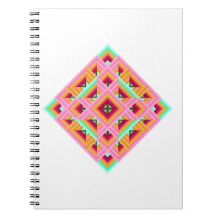Pink, Red, Orange, and Green Quilt Diamond Notebook