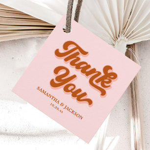 Pink Red Orange Retro 70s Groovy Disco Wedding Favor Tags