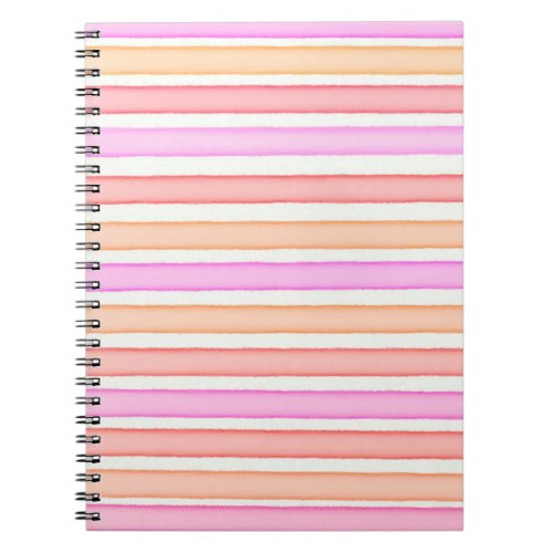 Pink red orange white stripes pattern notebook
