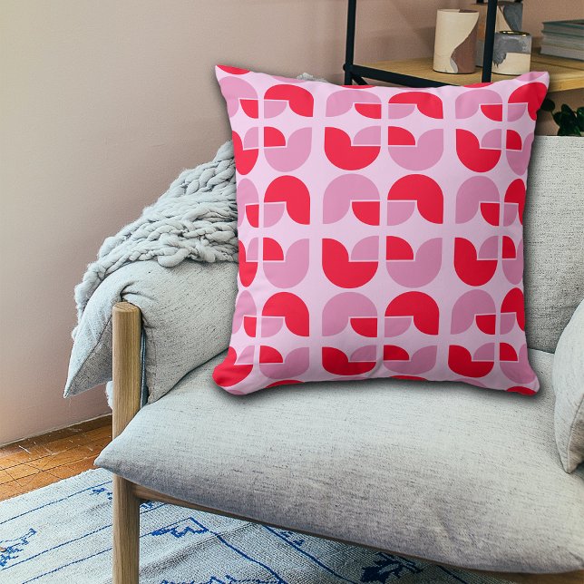 Pink Red Pastel Geometric Tulip Throw Pillow (Creator Uploaded)