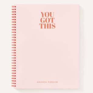 Pink Red Pastel Retro Custom Calligraphy  Notebook