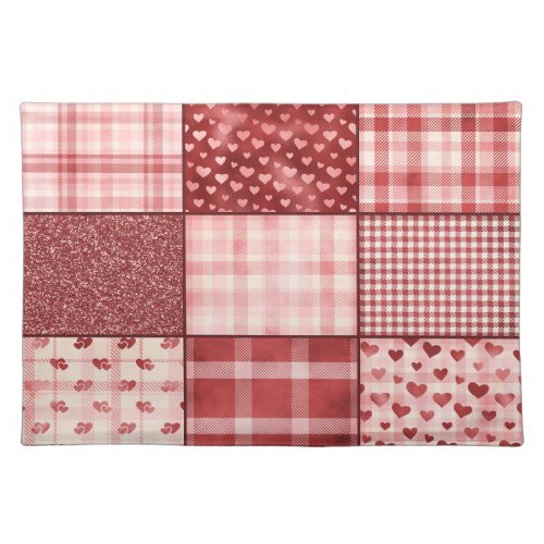 Pink  Red Patchwork Design Cloth Placemat