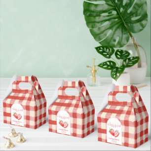 Pink Red Plaid Berry Sweet Strawberry Favor Boxes