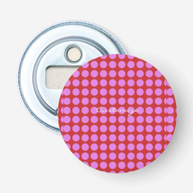 pink/red polka dots Thunder_Cove Bottle Opener (Front)
