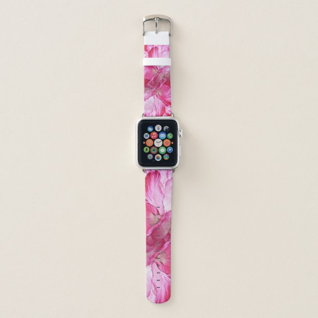 Pink Red Poppy Flowers Floral Apple Watch Band