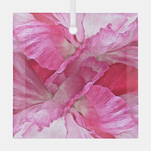 Pink Red Poppy Flowers Floral Beveled Glass Ornament