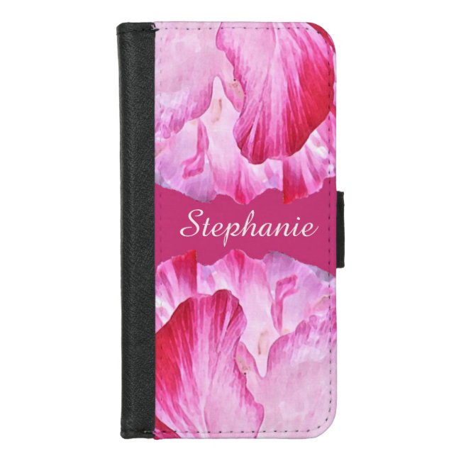 Pink Red Poppy Flowers iPhone 8/7 Wallet Case