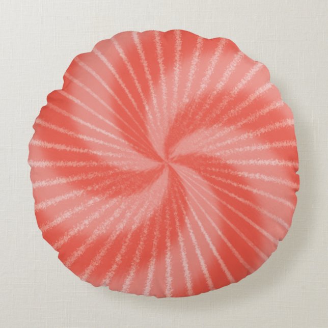 Pink Red Psychedelic Tie Dye Swirl Round Pillow (Front)
