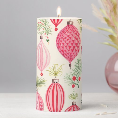 Pink Red Retro Christmas Ornaments Candle