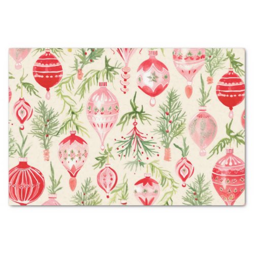 Pink Red Retro Christmas Ornaments Fun  Tissue Paper