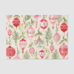 Pink Red Retro Christmas Ornaments Fun Tissue Paper