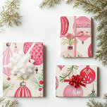Pink Red Retro Christmas Ornaments Wrapping Paper Sheets<br><div class="desc">When we think of Christmas, chances are we think of ornaments that decorate our holiday trees. Here we have three wrapping paper sheets that celebrate those fun pieces of wintertime decor. Each sheet showcases a different group of ornaments. But the three sheets are all compatible with their pink and red...</div>