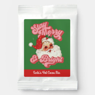 Pink Red Retro Groovy Santa Stay Merry and Bright  Hot Chocolate Drink Mix