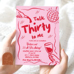 Pink Red Retro Vintage Illustrated 30th Birthday Invitation<br><div class="desc">Pink Red Retro Vintage Illustrated 30th Birthday Invitation</div>