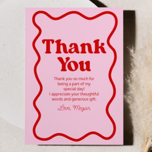 Pink Red Retro Wavy Border Birthday Party
