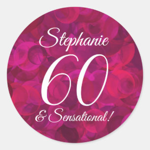 Pink Red Rose 60 and Sensational Birthday Favor Classic Round Sticker
