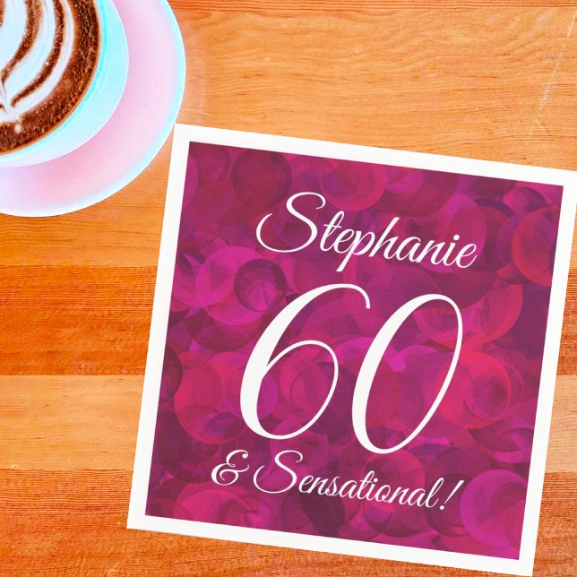 Pink Red Rose 60 and Sensational Birthday Party Napkins (Creator Uploaded)