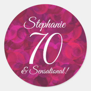 Pink Red Rose 70 and Sensational Birthday Favor Classic Round Sticker