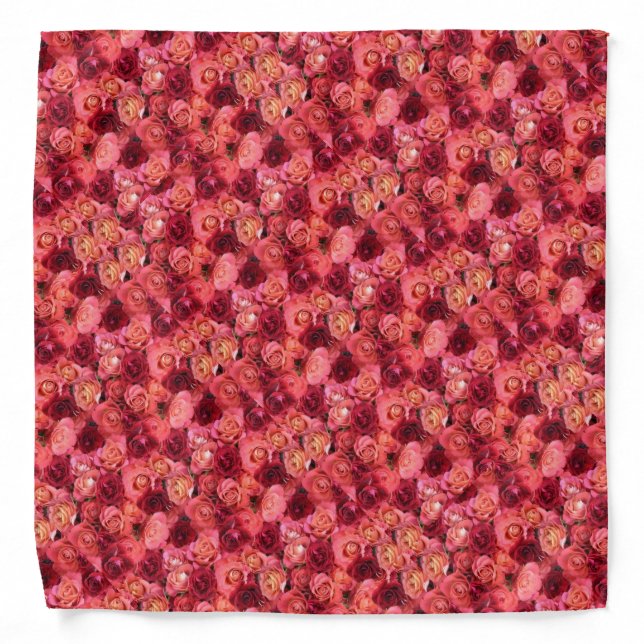 PINK RED ROSE FIELD BANDANA (Front)
