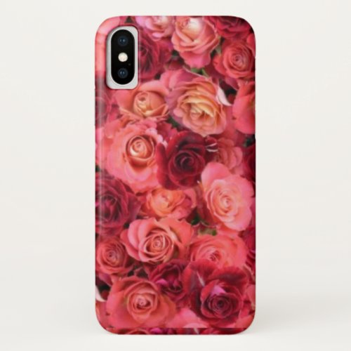 PINK RED ROSE FIELD iPhone XS CASE